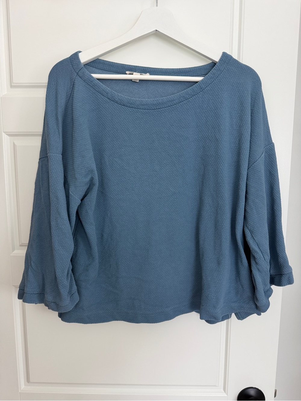 Eileen Fisher Organic Cotton Blend Soft Slate Blue Relaxed Pullover